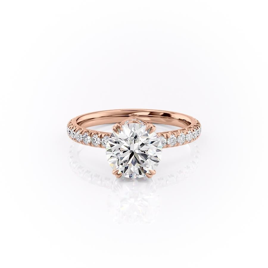 1.60 CT Round Cut Solitaire Pave Setting Moissanite Engagement Ring