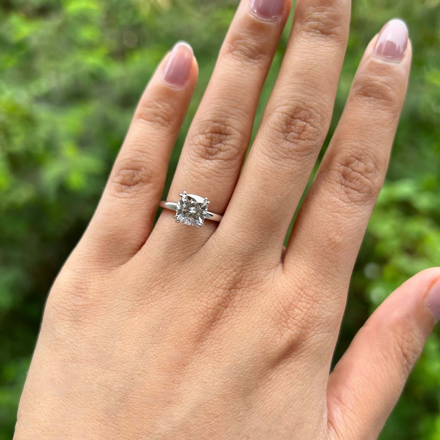 2.0 CT Cushion Cut Solitaire Moissanite Engagement Ring