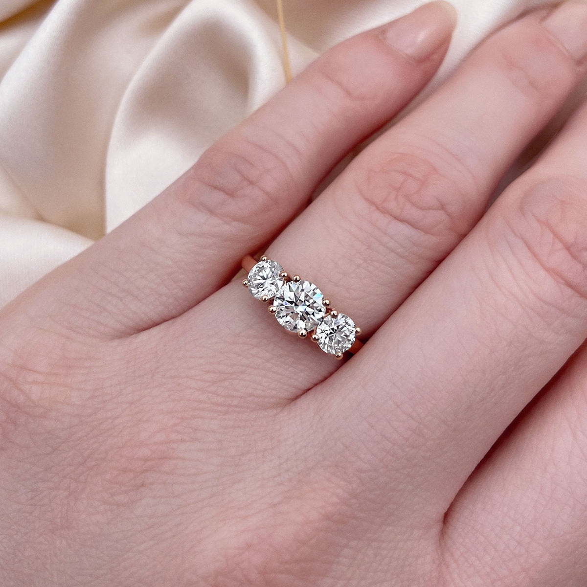 0.60 CT Round Three Stone Moissanite Engagement Ring