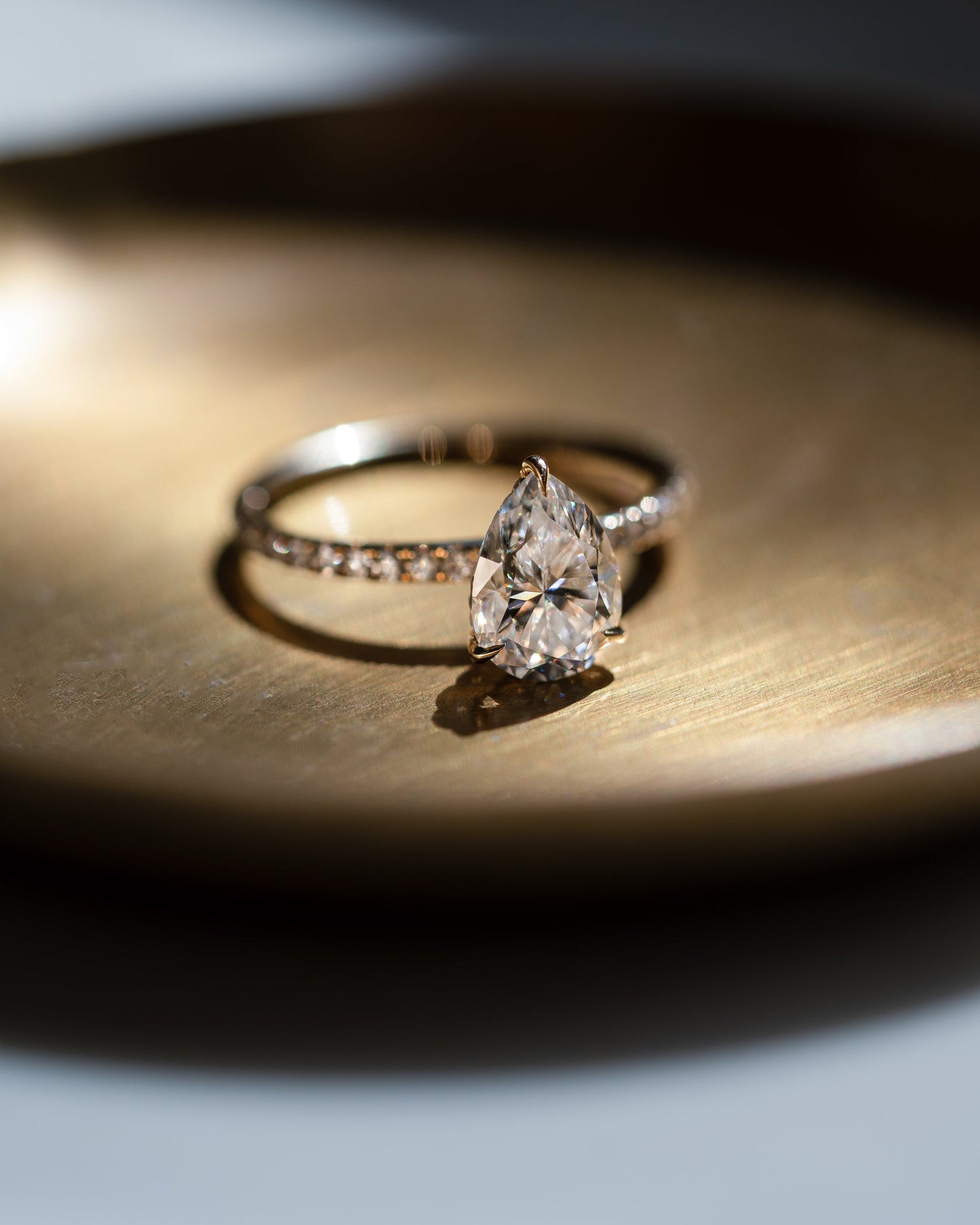 1.93 CT Pear Hidden Halo Pave Moissanite Engagement Ring