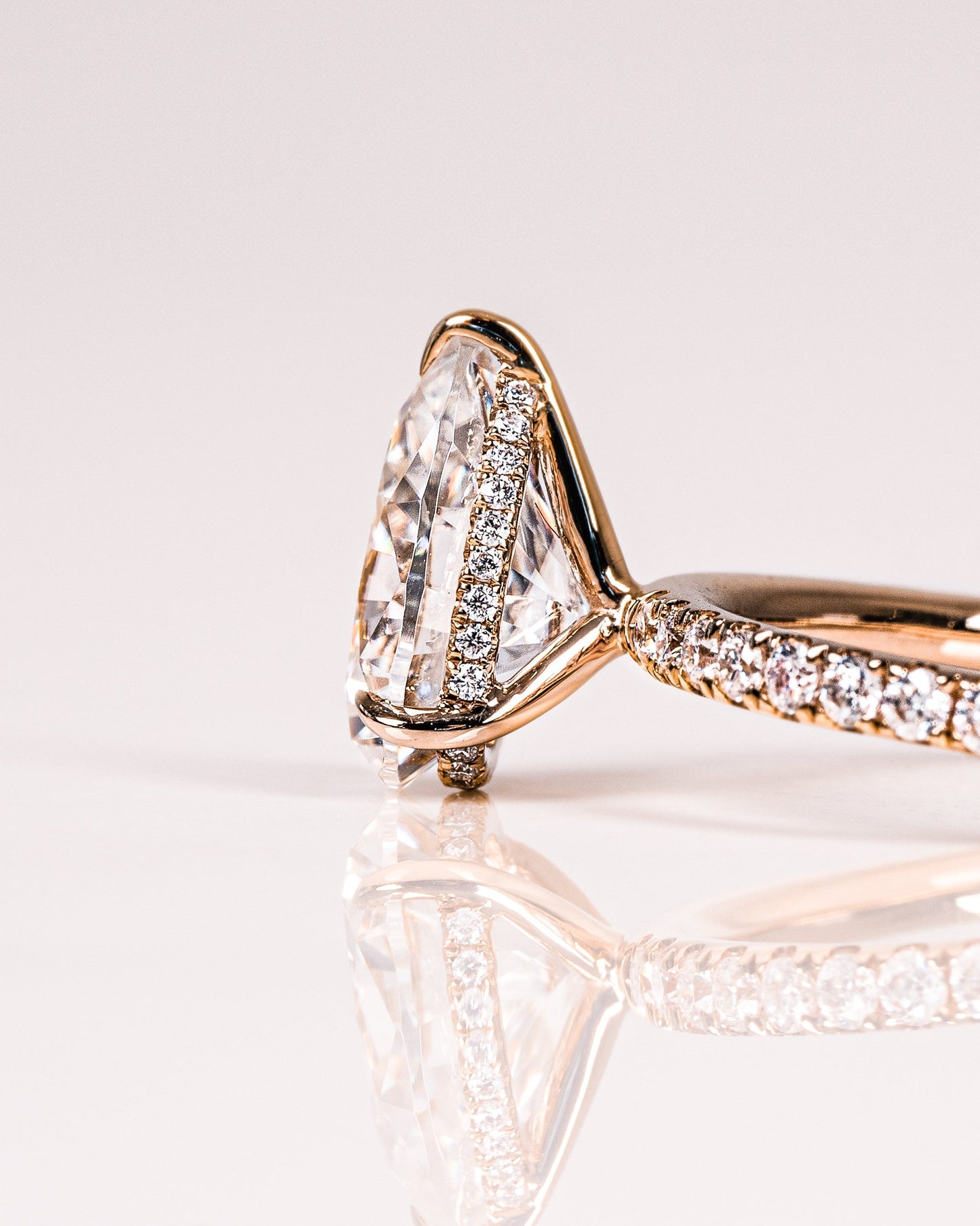 1.93 CT Pear Hidden Halo Pave Moissanite Engagement Ring
