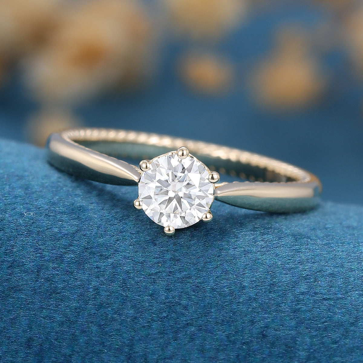 0.41 CT Round Solitaire Lab Grown Diamond Engagement Ring