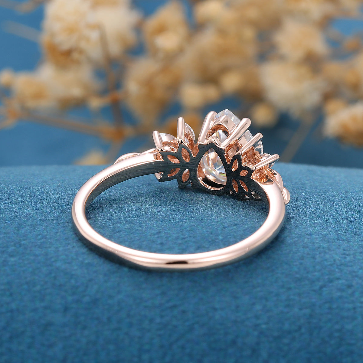 1 CT Pear Cluster Lab Grown Diamond Engagement Ring