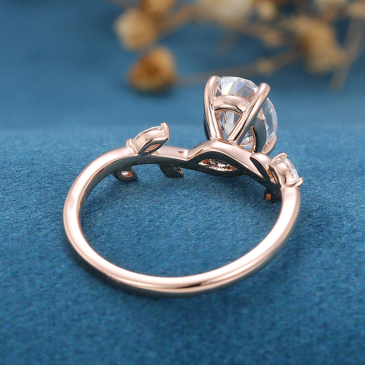 1.33 CT Oval Shaped Moissanite Nature Inspired Engagement Ring