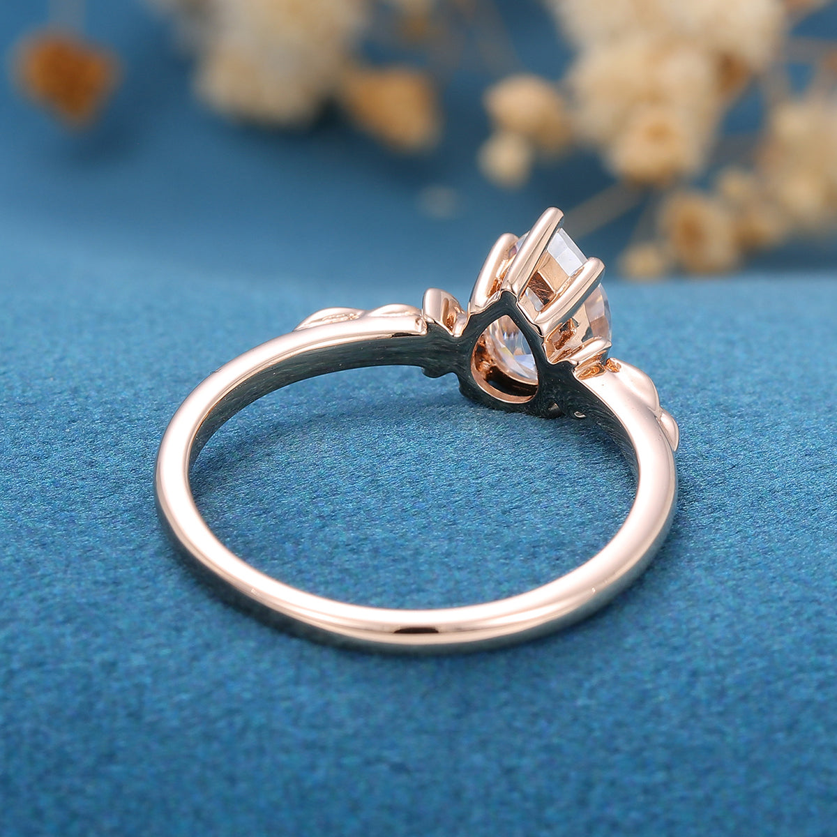 0.69 CT Pear Shaped Moissanite Vintage Solitaire Engagement Ring