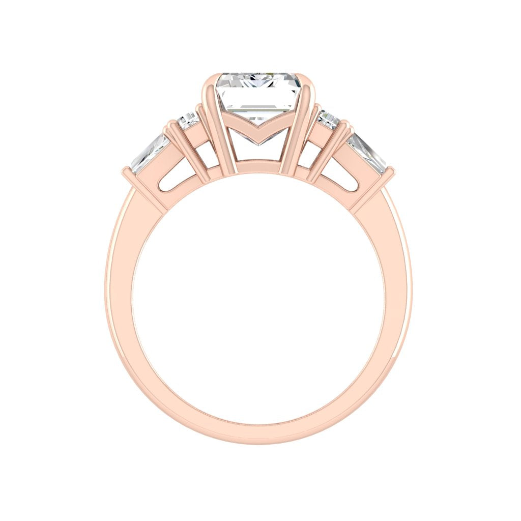 5.75 CT Emerald Cut 3 Stone Moissanite Engagement Ring