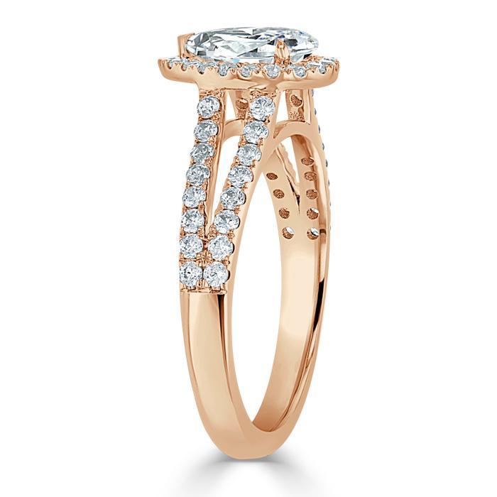 0.75 CT Pear Cut Halo Split Shank Setting Moissanite Engagement Ring