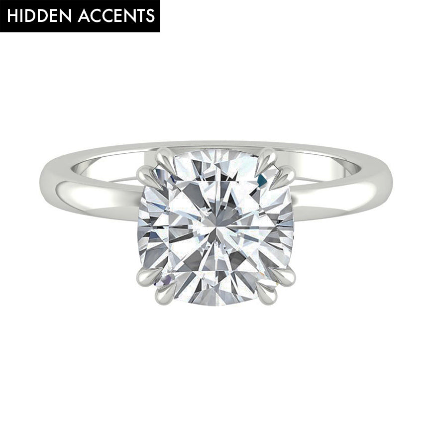2.0 CT Cushion Cut Solitaire Moissanite Engagement Ring
