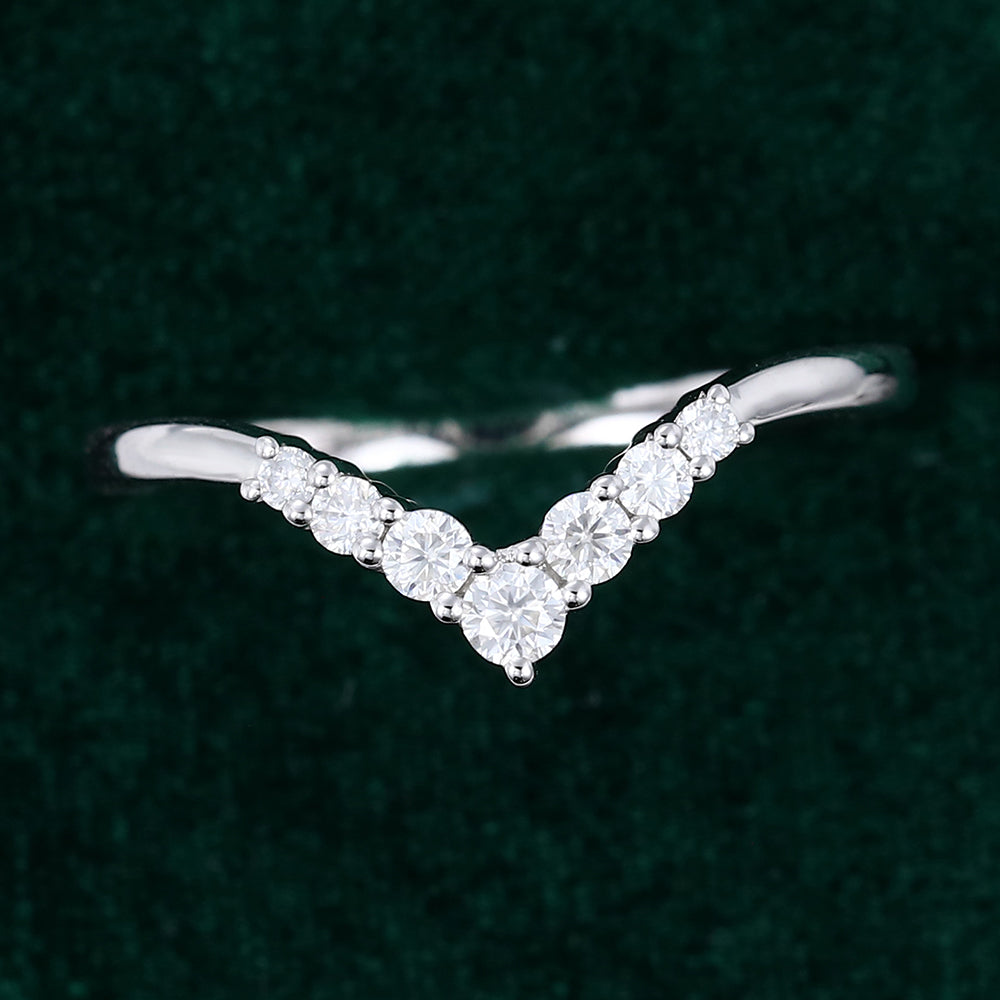 0.20 Round Moissanite Curved Wedding Band