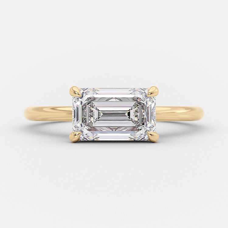 1.5 CT Emerald East West Solitaire Moissanite Engagement Ring