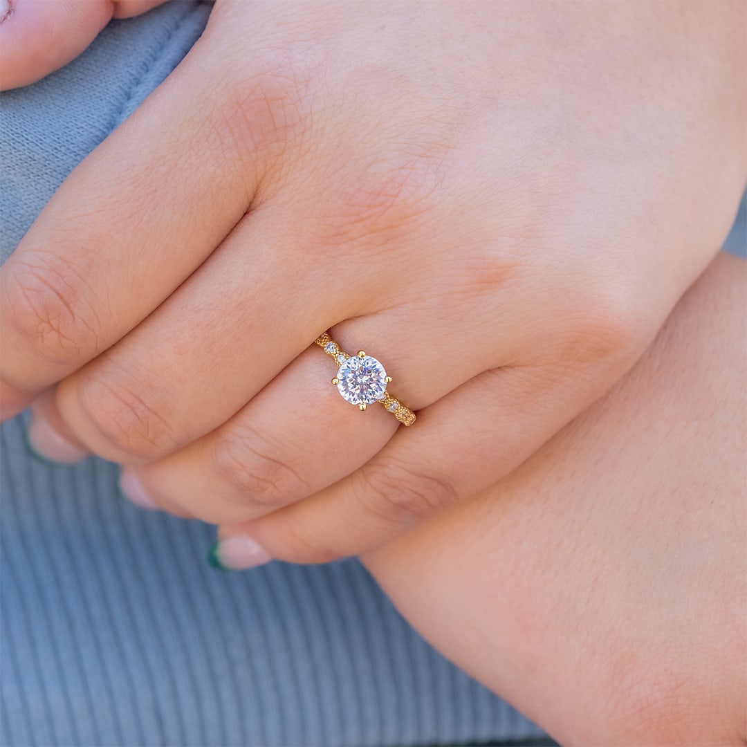 1.80 CT Round Cut Solitaire Moissanite Engagement Ring