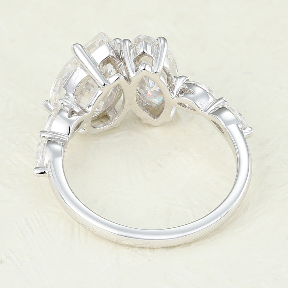 0.90 CT Marquise & 1.93 CT Pear Shaped Moissanite Two Stone Engagement Ring