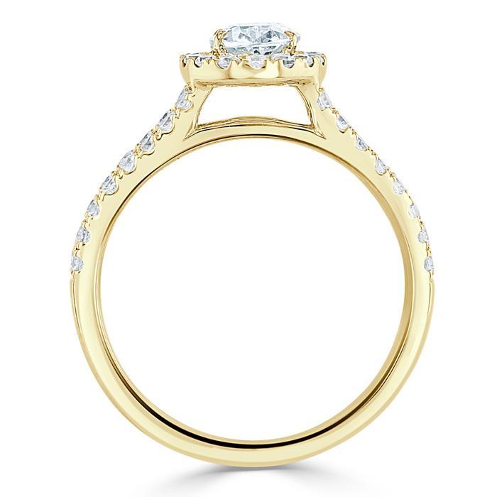 0.94 CT Oval Cut Halo Split Shank Setting Moissanite Engagement Ring