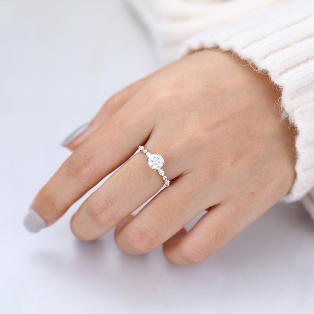0.88 CT Round Pave Lab-Grown Diamond Engagement Ring