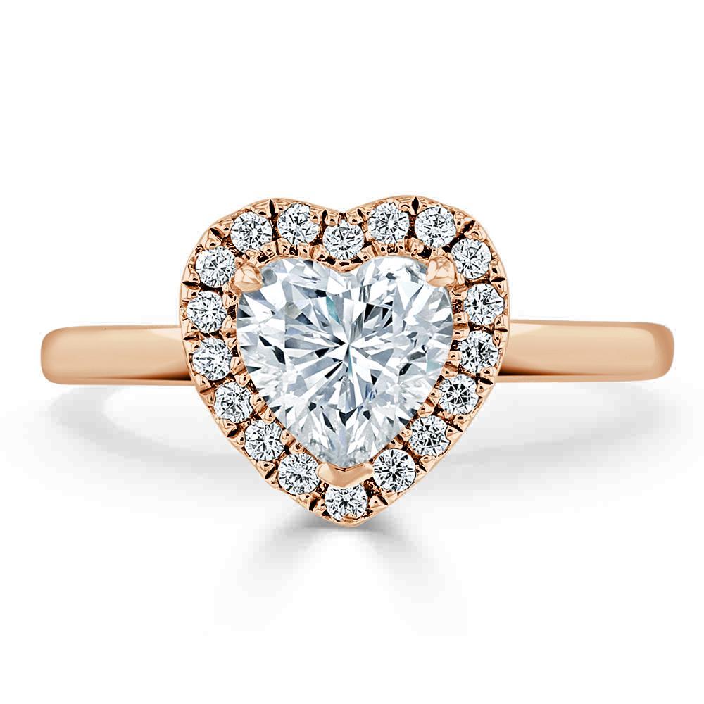 1.0 CT Heart Cut Halo Moissanite Engagement Ring