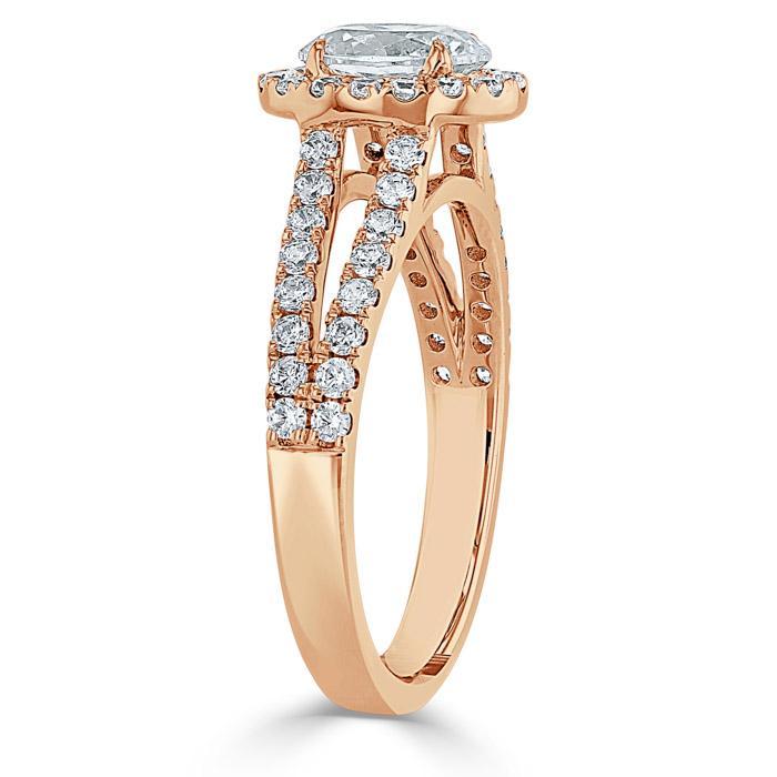0.94 CT Oval Cut Halo Split Shank Setting Moissanite Engagement Ring