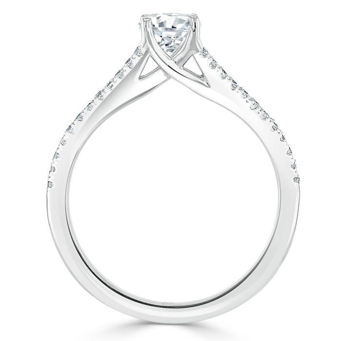 0.75 CT Oval Cut Solitaire Split Shank Style Moissanite Engagement Ring