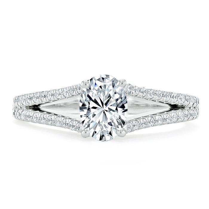 0.75 CT Oval Cut Solitaire Split Shank Style Moissanite Engagement Ring