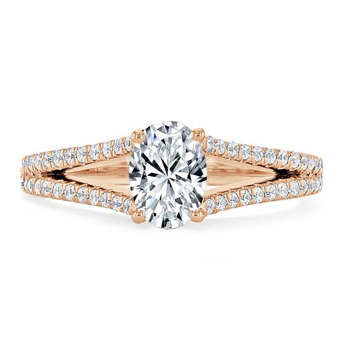 0.75 CT Oval Cut Solitaire Split Shank Style Moissanite Engagement Ring