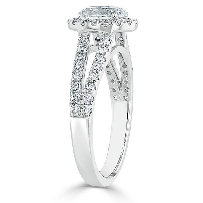 0.94 CT Oval Cut Halo Split Shank Setting Moissanite Engagement Ring