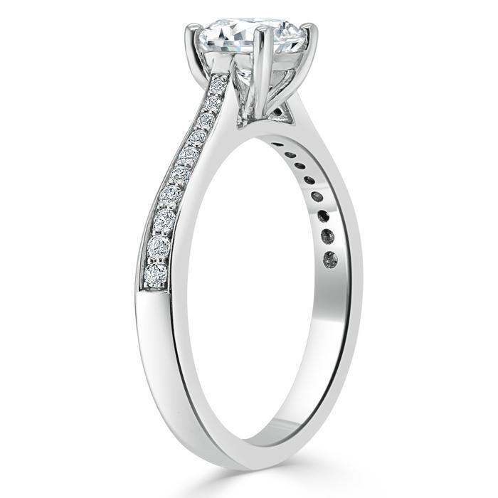 0.75 CT Round Cut Solitaire Moissanite Engagement Ring With Channel Setting