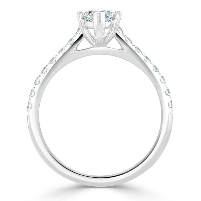 1.0 CT Marquise Cut Solitaire Pave Moissanite Engagement Ring