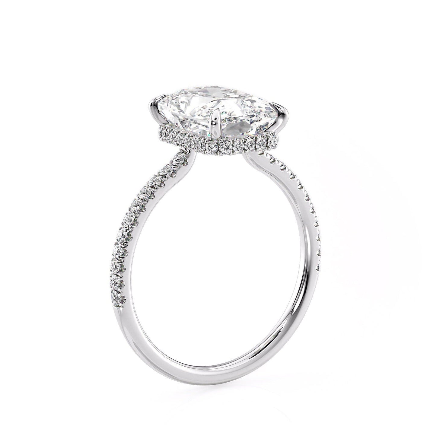 3.5 CT Radiant Hidden Halo Pave Moissanite Engagement Ring
