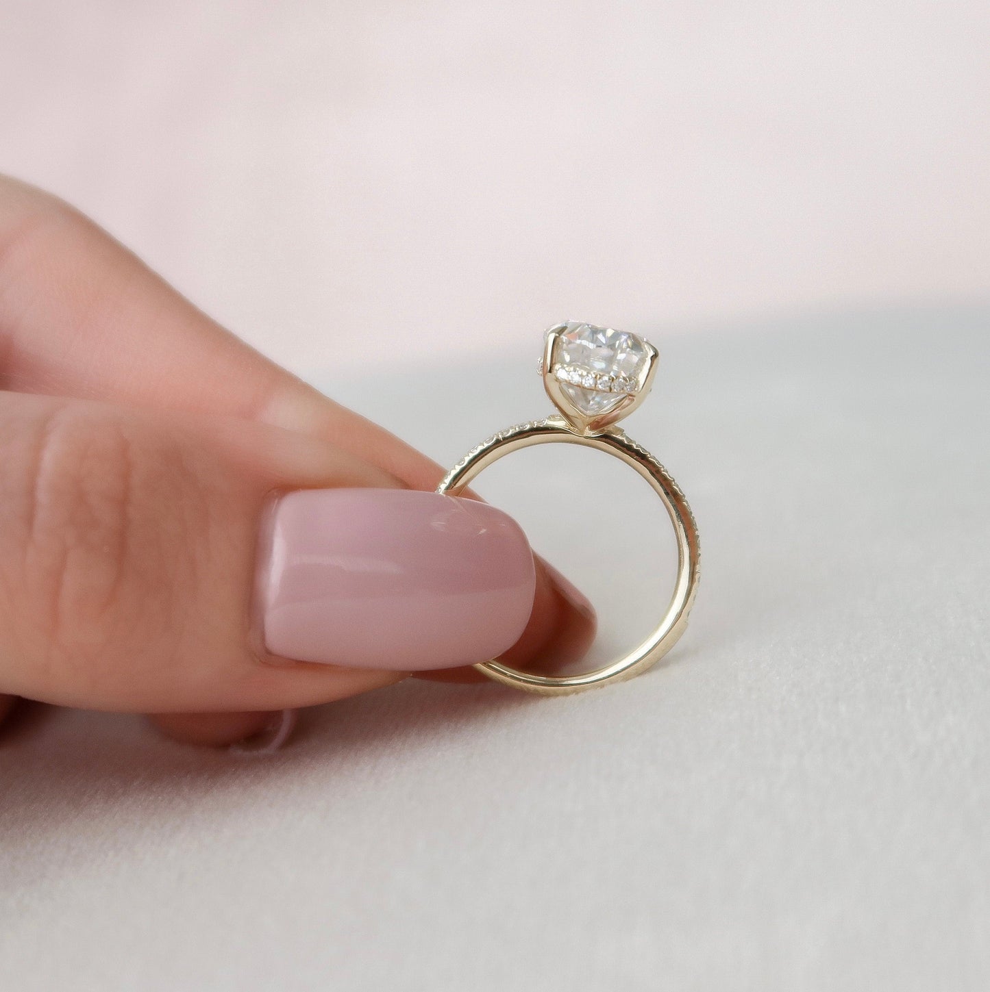 3.5 CT Oval Hidden Halo & Pave Moissanite Engagement Ring