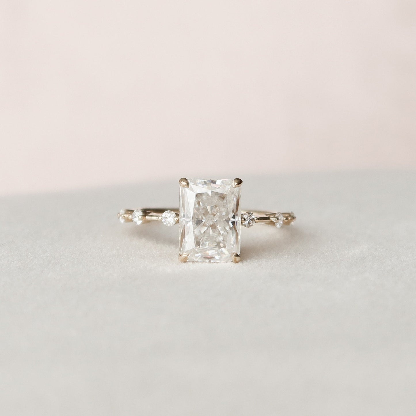 3.5 CT Radiant Cut Dainty Pave Moissanite Engagement Ring