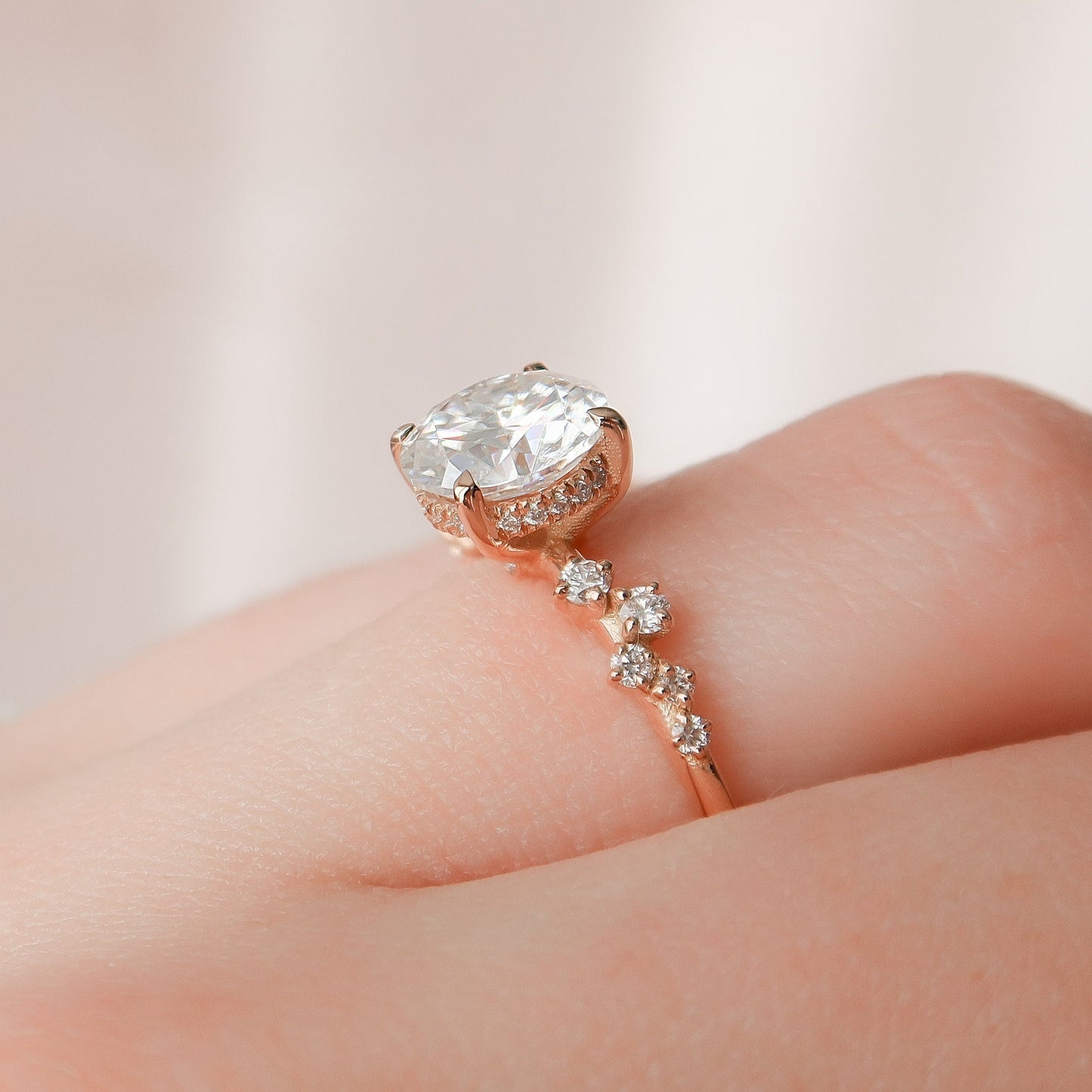 2.0 CT Round Cluster Style Moissanite Engagement Ring