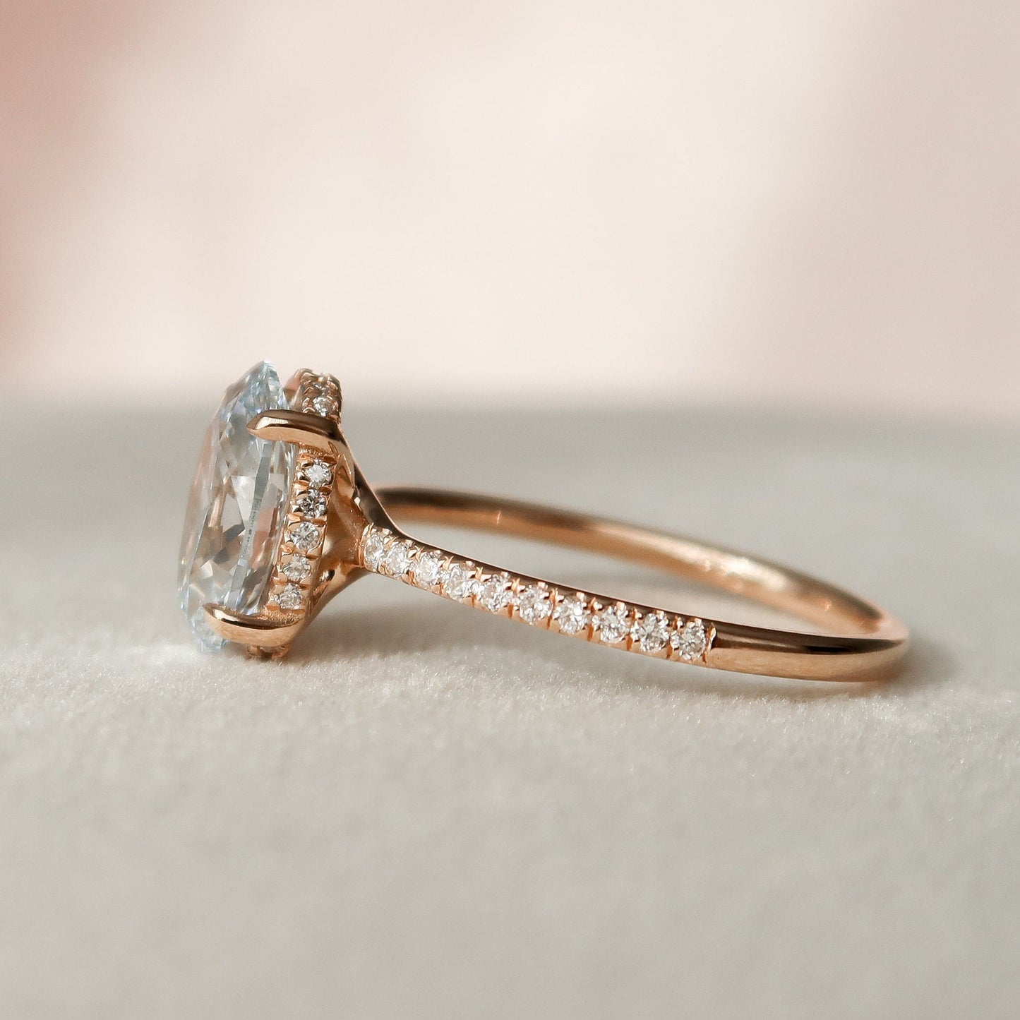 2.0 CT Oval Pave & Hidden Halo Style Moissanite Engagement Ring