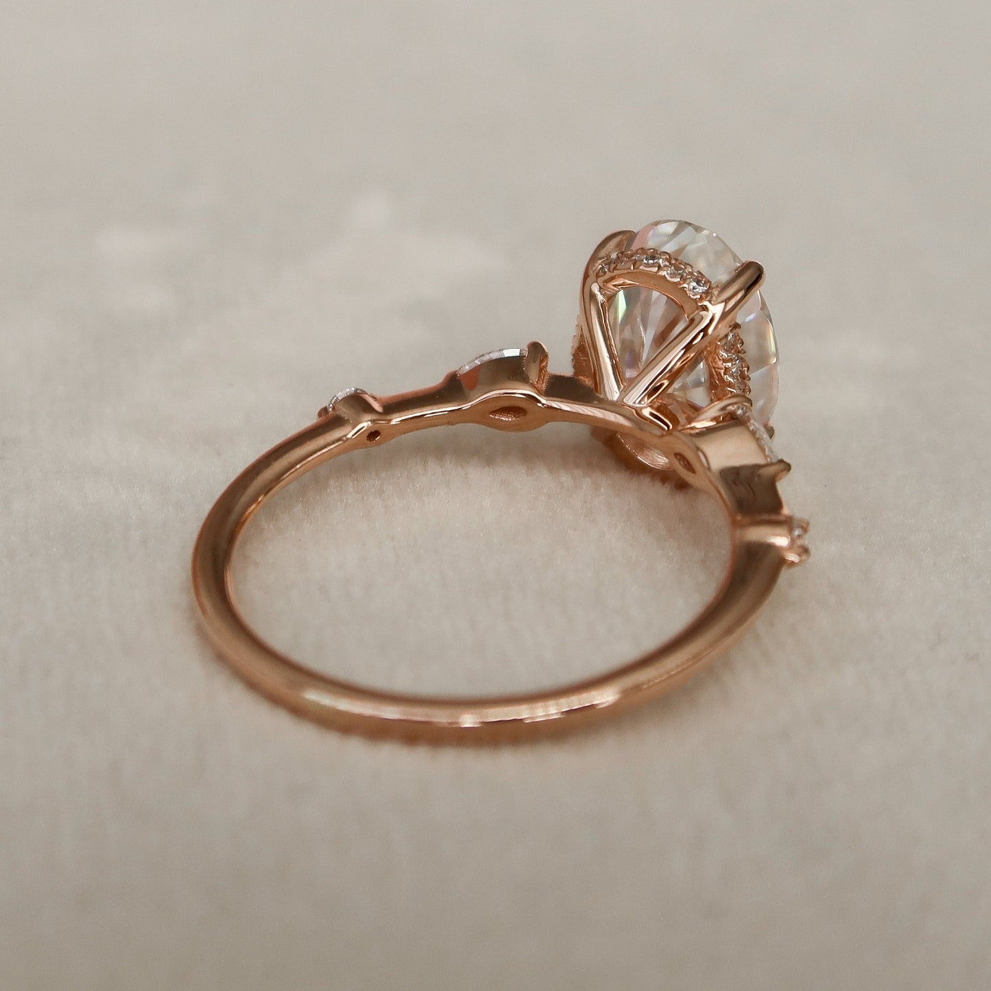 2.0 CT Oval Hidden Halo Moissanite Engagement Ring