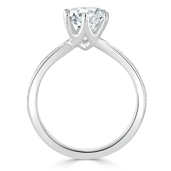 0.75 CT Round Cut Solitaire Moissanite Engagement Ring With Channel Setting