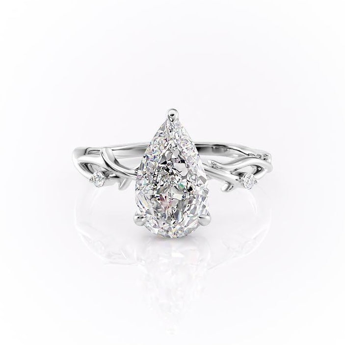 2 CT Pear Cut Solitaire Twig Style Moissanite Engagement Ring