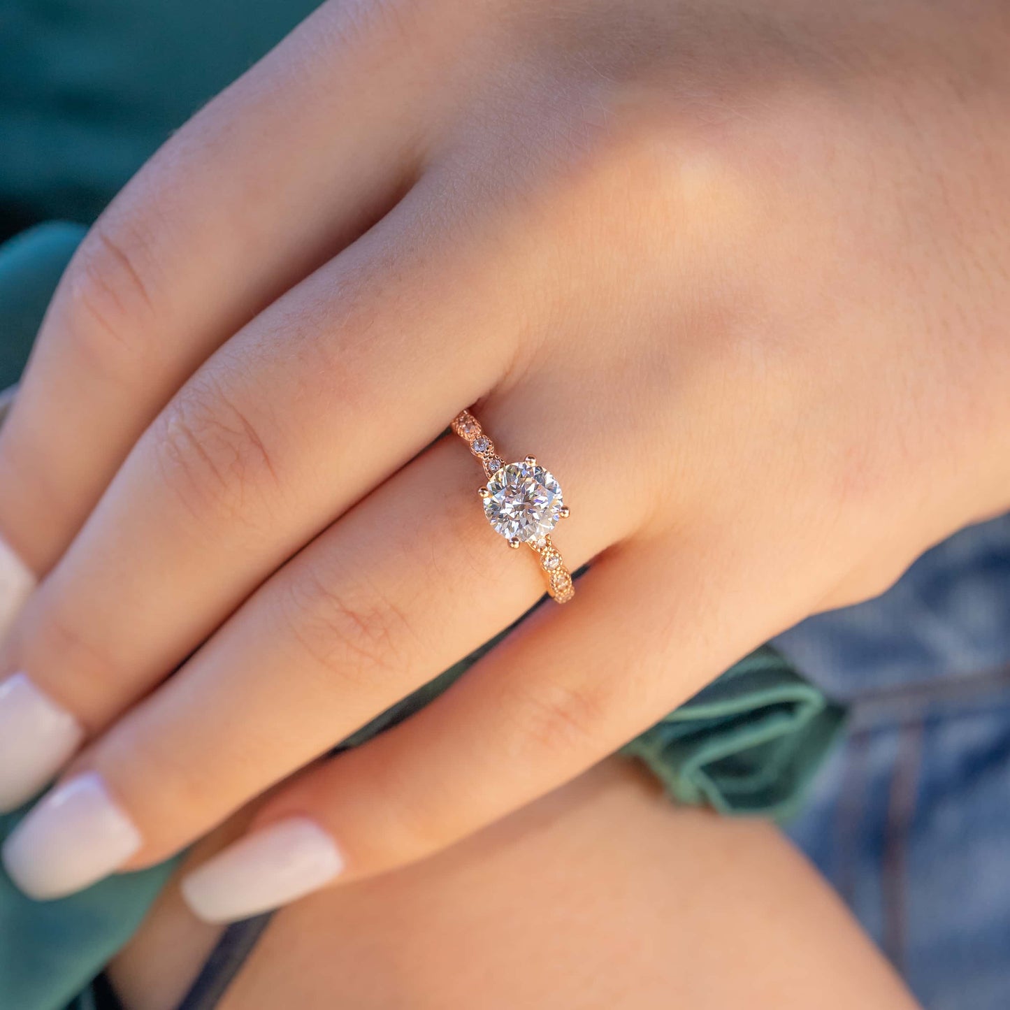 1.80 CT Round Cut Solitaire Moissanite Engagement Ring