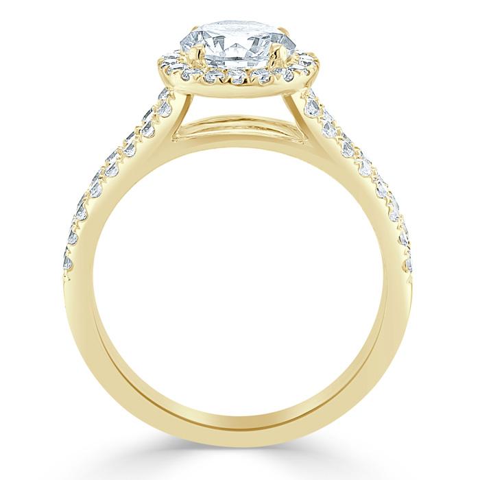 1.35 Round Cut Halo Split Shank Setting Moissanite Engagement Ring
