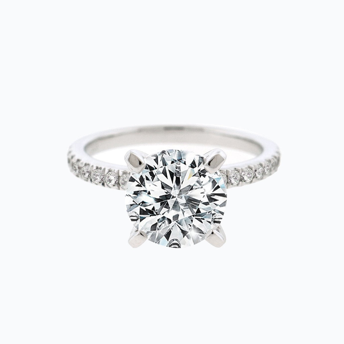 1.50 CT Round Pave Lab Grown Diamond Engagement Ring
