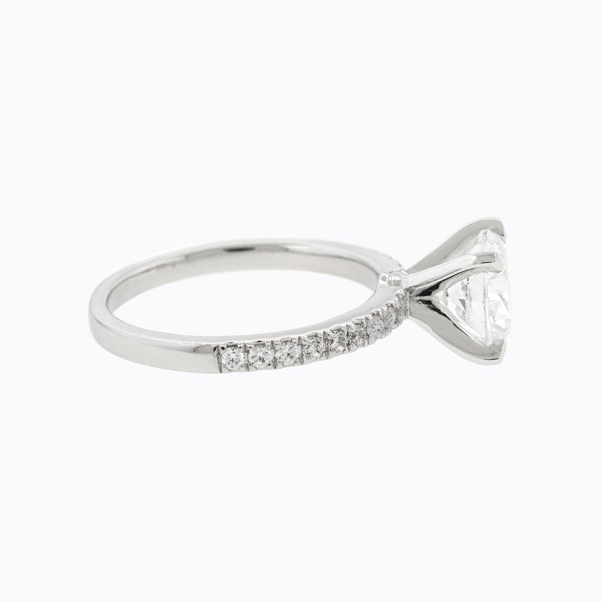 1.50 CT Round Pave Lab Grown Diamond Engagement Ring