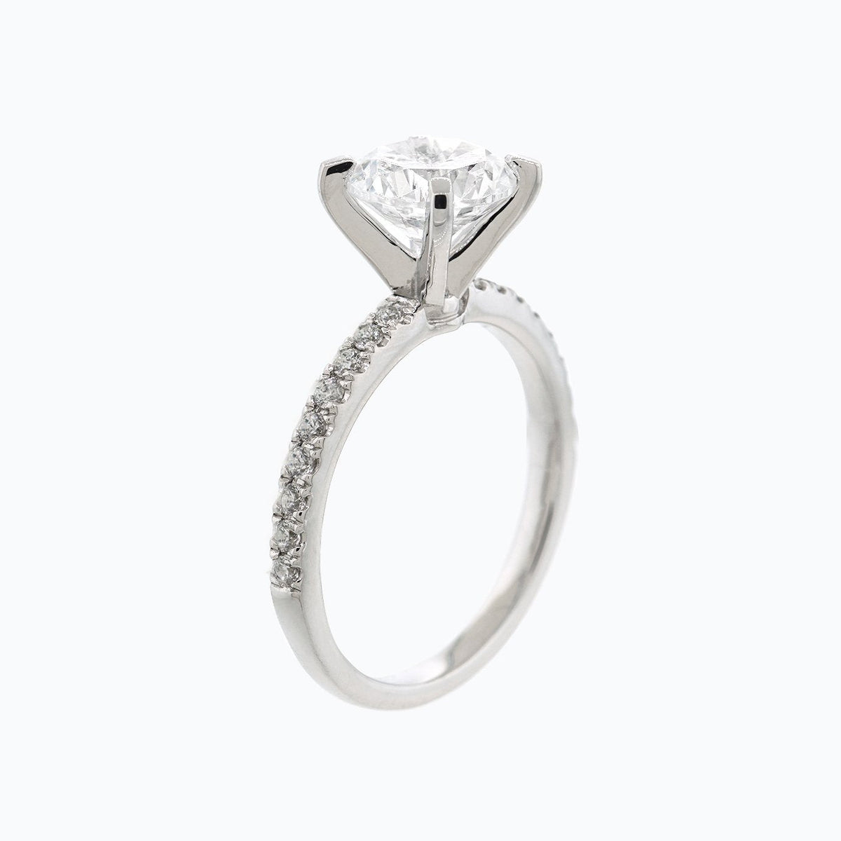 1.50 CT Round Pave Lab Grown Diamond Engagement Ring