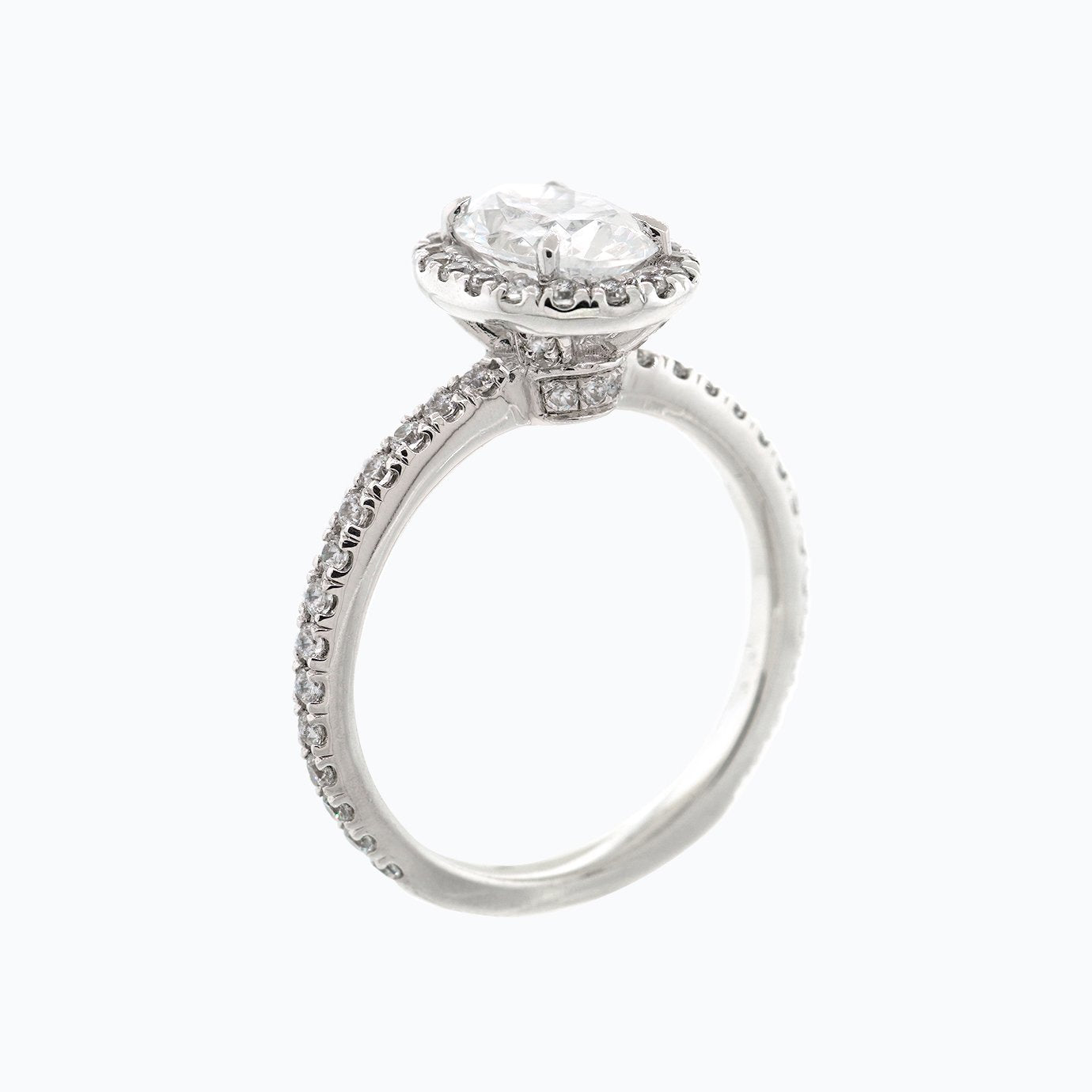 1.50 CT Oval Shaped Moissanite Halo Engagement Ring
