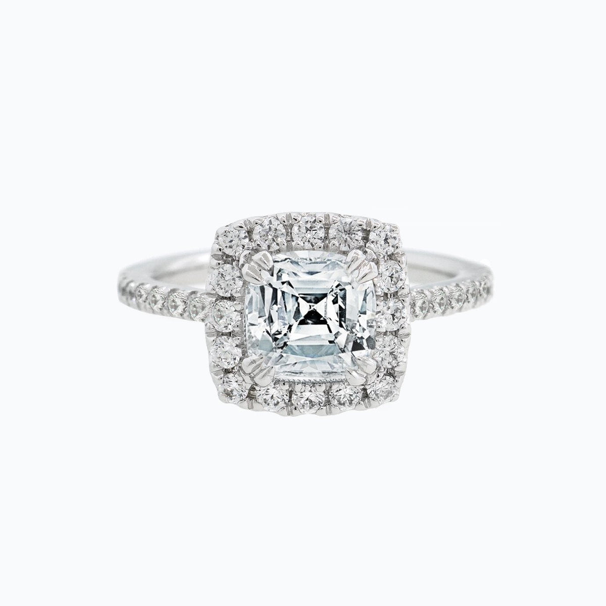 1.50 CT Cushion Halo & Pave Lab Grown Diamond Engagement Ring