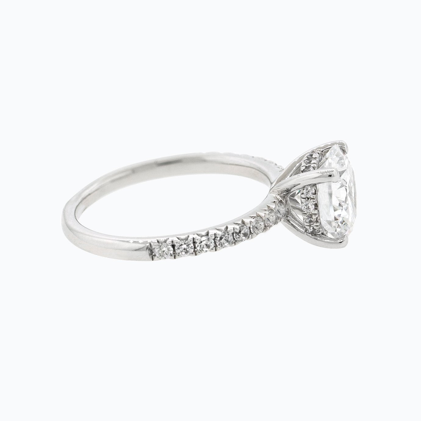 2.0 CT Round Shaped Moissanite Hidden Halo Engagement Ring