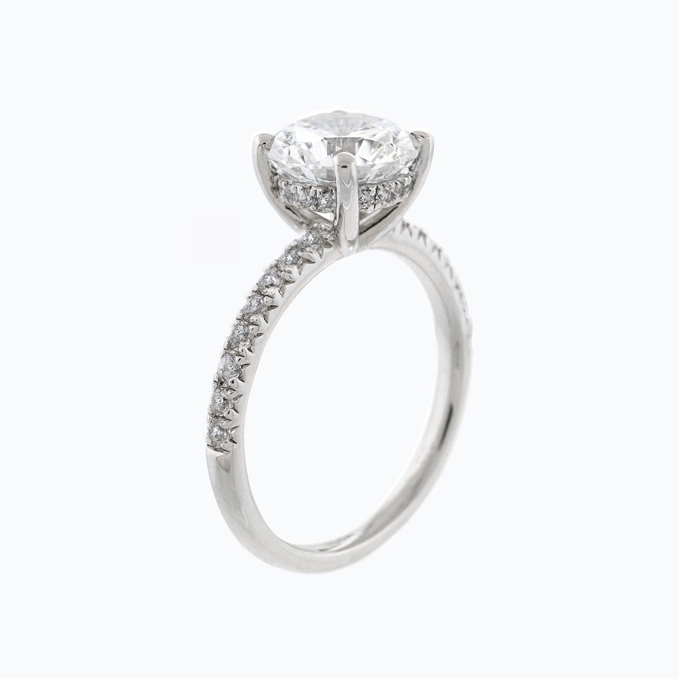 2.0 CT Round Shaped Moissanite Hidden Halo Engagement Ring