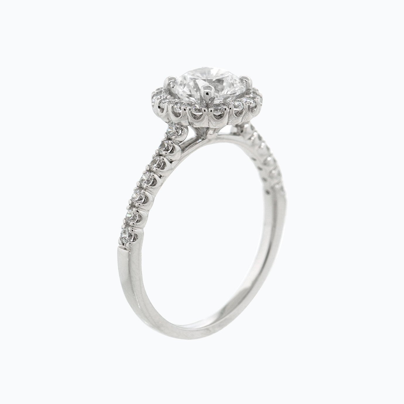 1.0 CT Round Shaped Moissanite Halo Engagement Ring