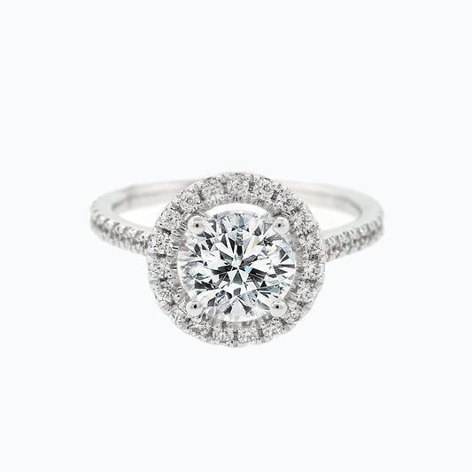 1.0 CT Round Shaped Moissanite Halo Engagement Ring