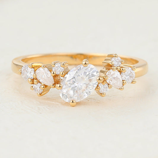 0.85 CT Pear Cluster Lab-Grown Diamond Engagement Ring
