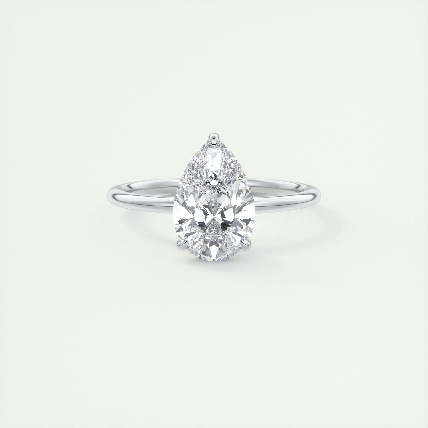 1.93 CT Pear Cut Solitaire Moissanite Engagement Ring