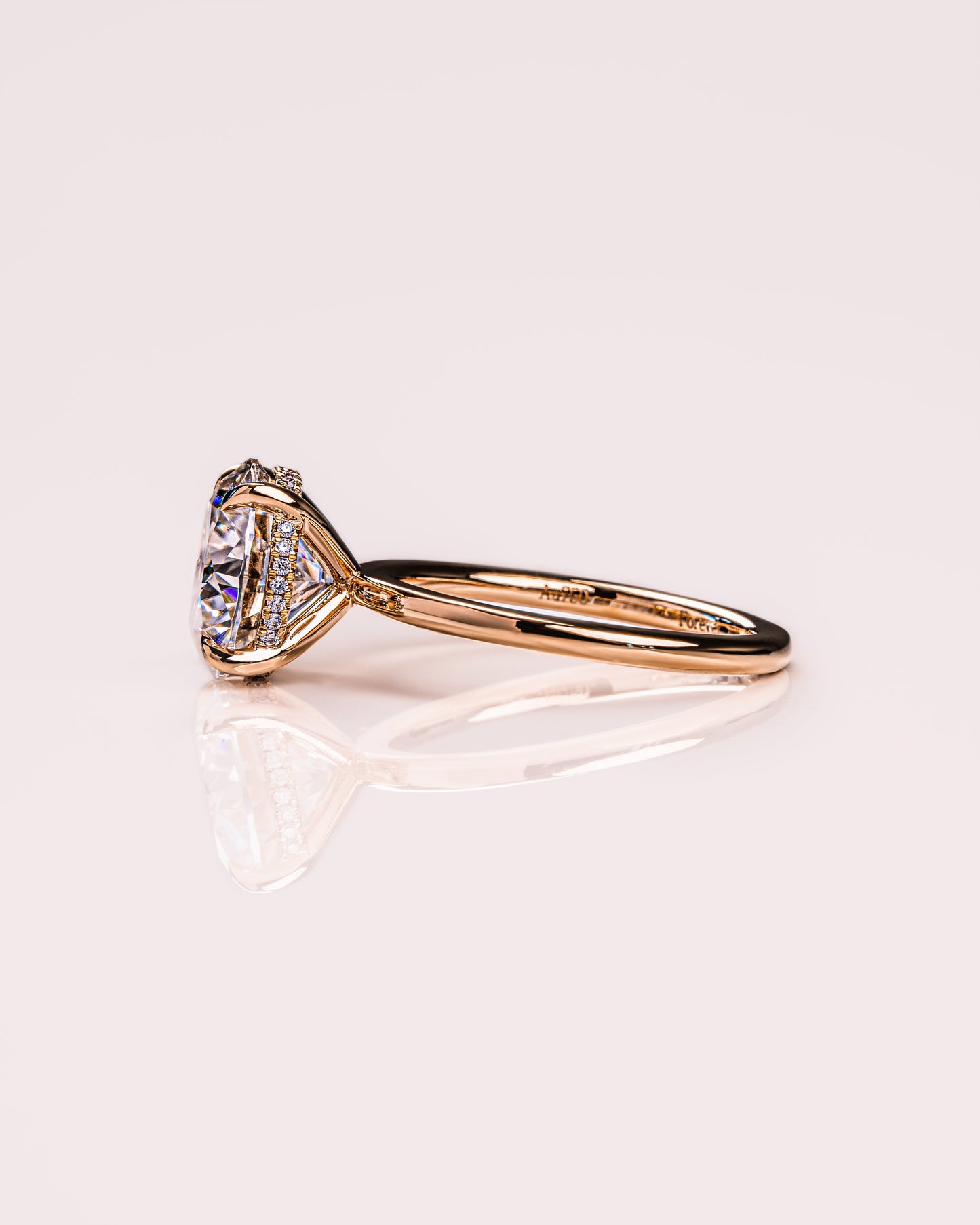 3.08 CT Round Cut Solitaire Hidden Halo Setting Moissanite Engagement Ring