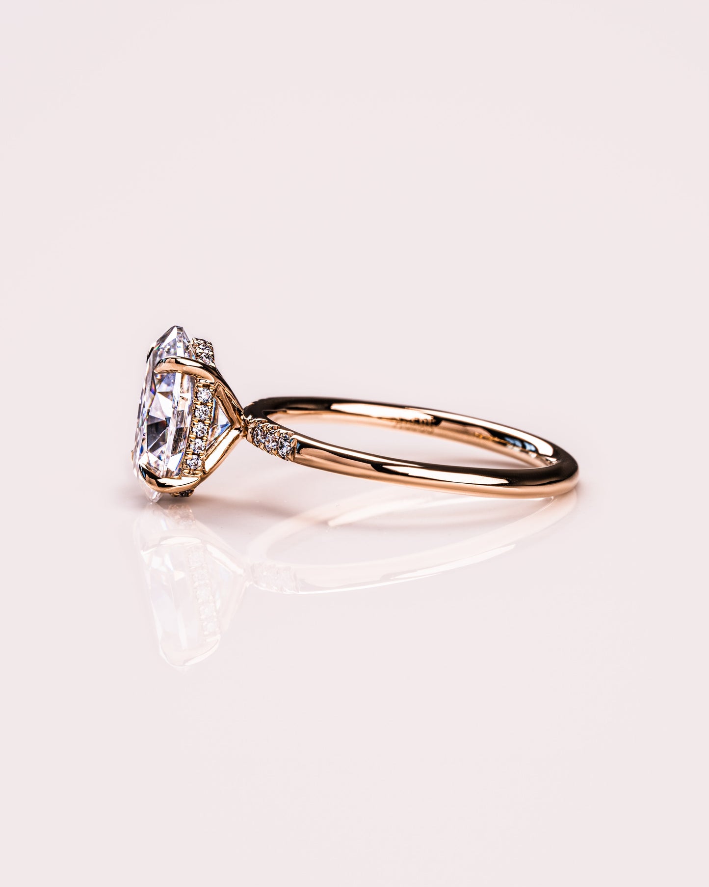 2.72 CT Oval Cut Solitaire Hidden Halo Setting Moissanite Engagement Ring