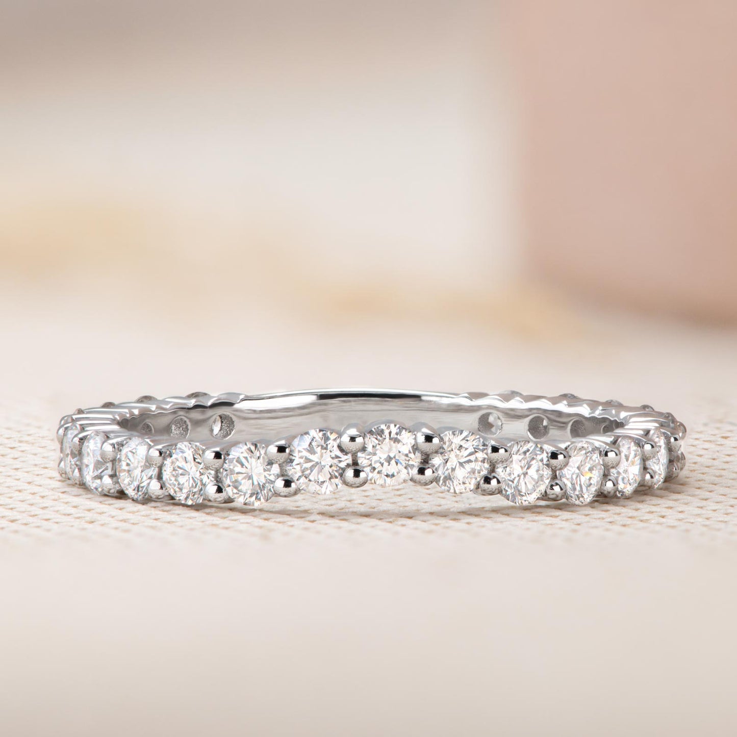 0.63 CT Round Shaped Moissanite Semi Eternity Wedding Band